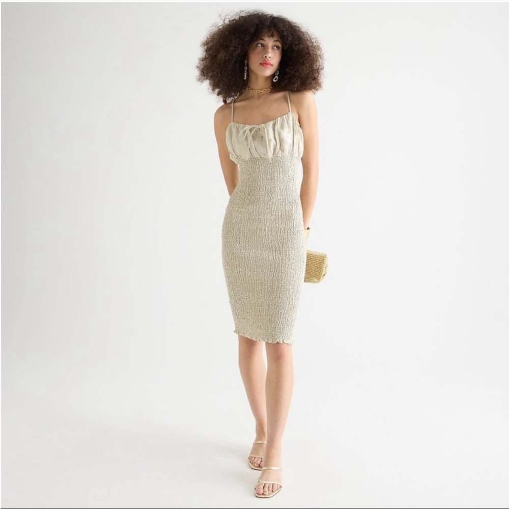 J. Crew smocked linen dress